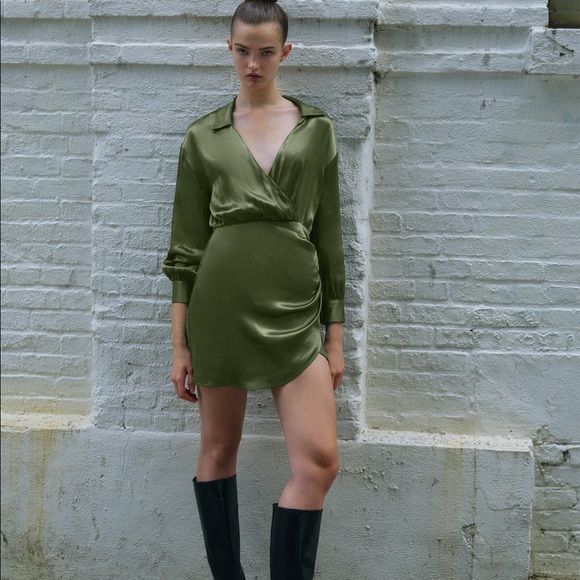 zara satin shirt dress Zara satin effect shirt dress Size XS - $39 (44% Off Retail) New With Tags